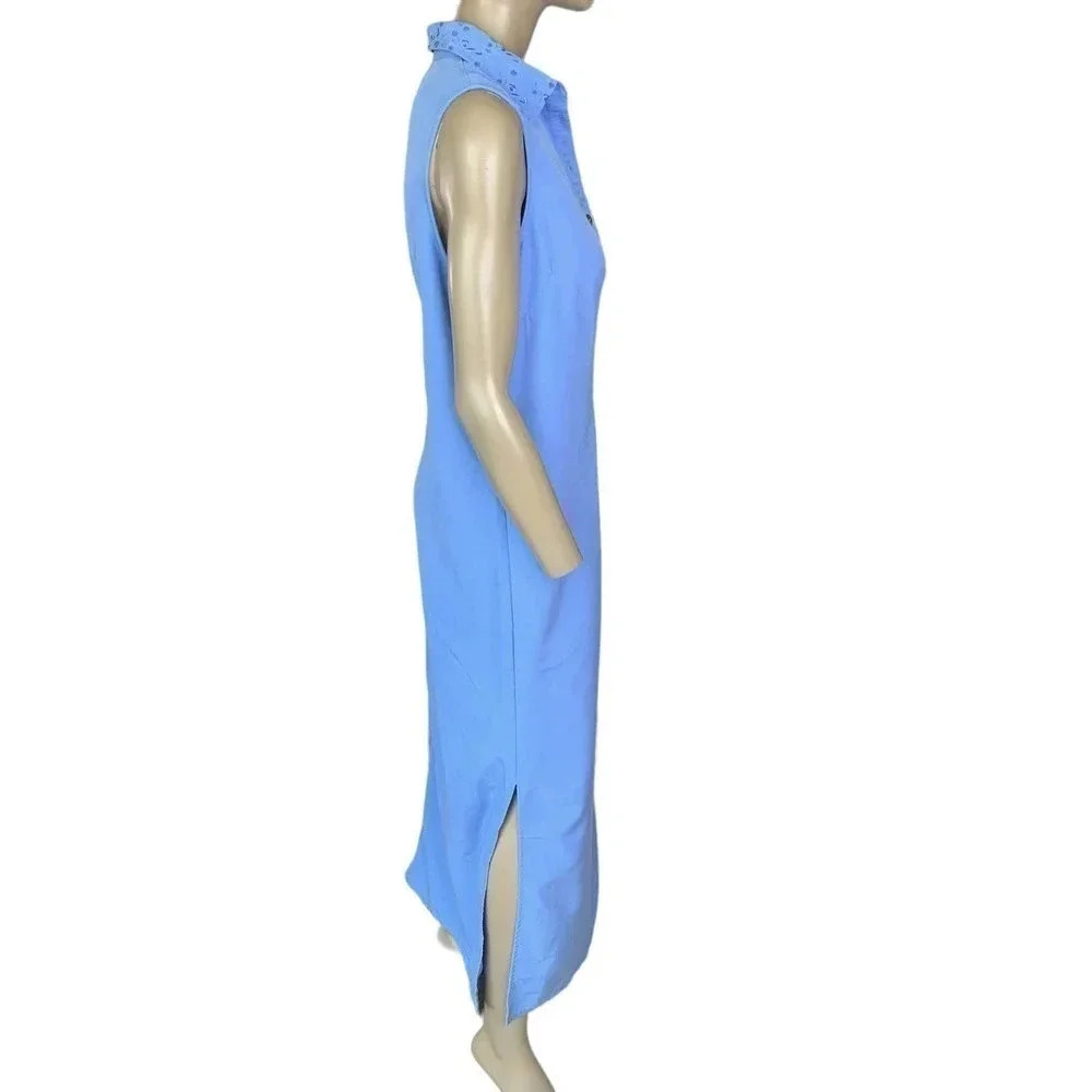 HSZ Studio Vintage 90s Sleeveless Embroidered Maxi Dress Women Size L Baby Blue - Picture 2 of 16